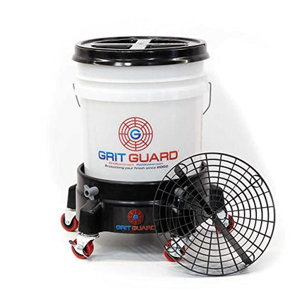 Grit Guard 5 Gallon Washing System | Includes 5 Gallon Bucket, Grit Guard, Bucket Dolly, and Gamma Seal Lid | for Car Wash and Detailing | Black - Made in the USA - color: Black