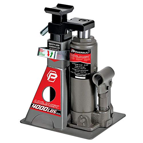 Powerbuilt 2 Ton UniJack Combination Hydraulic Bottle Jack / Jackstand in 1 Unit, Compact, Portable, Wide Base, for Unibody Sedans, CUVs, SUVs, Cars, - 620470 - size: 4000lb, Unijack