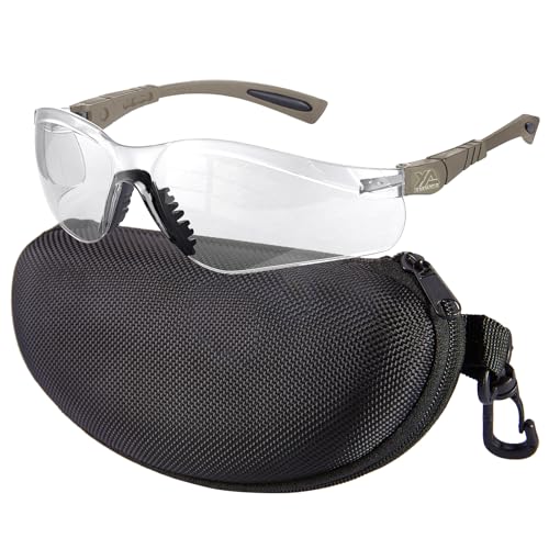 xaegistac Shooting Glasses Anti Fog -Shooting Range Eye Protection | Adjustable Safety Glasses with Z87.1 Certificated Impact Reistance - color: Khaki Frame Clear Lens