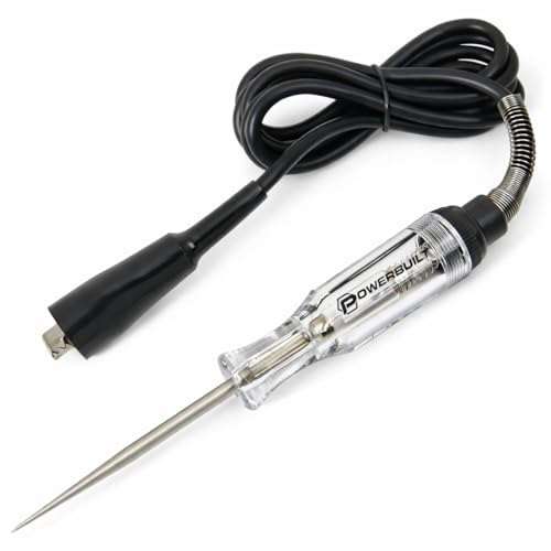 Powerbuilt Heavy Duty Automotive Circuit Tester, 6V-12V, 48-Inch Lead with Spring Crimp Guard, Extra Long Probe - 648341