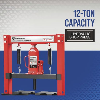 Strongway 12-Ton Hydraulic H-Frame Shop Press | Controlled pressing force, Automotive repair, Bearing service, Straightening/fabrication, Shop-ready construction - style: 12 ton
