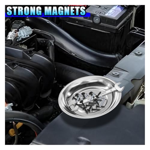 3PCS Magnetic Tray Holder, Stainless Steel Extra Strong Magnetic Bowl Parts Tray Set for Screws, Nuts, Bolts, Sockets, Pins – Mechanic Tool Metal Parts Organizer for Automotive Repair(Round&Rectangle) - size: Round&Rectangle
