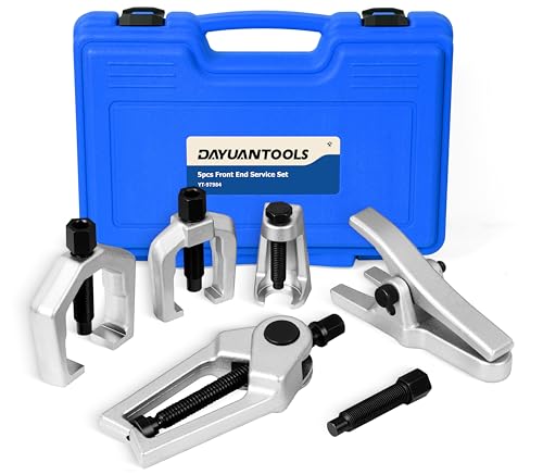 DAYUAN 5Pcs Professional Front End Service Tool Kit Ball Joint Separator | Removes Ball Joints Tie Rods & Pitman Arms Puller, Heat Treated Alloy Steel, Fits Most Cars & Light Trucks, Storage Blue Case - color: Blue