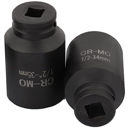 OCPTY 5 Piece 1/2 Inch Drive Deep Impact Axle Hub Socket Set | Fit For Most Cars, 6 Point, 33mm 34mm 35mm 36mm 38mm