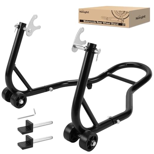 Nilight Universal Motorcycle Rear Wheel Stand Lift 850lbs with U + L Fork for Suzuki Yamaha Honda Kawasaki, Black - color: Motorcycle Rear Stand Lift