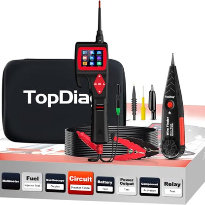 TopDiag P200 Power Circuit Probe Kit - Automotive Circuit Tester with 2024 Online Update, 9~30V Voltage Range, Multimeter, Relay Test, Fuel Injector Tester, Activating Component, Oscilloscope Mode - style: P200
