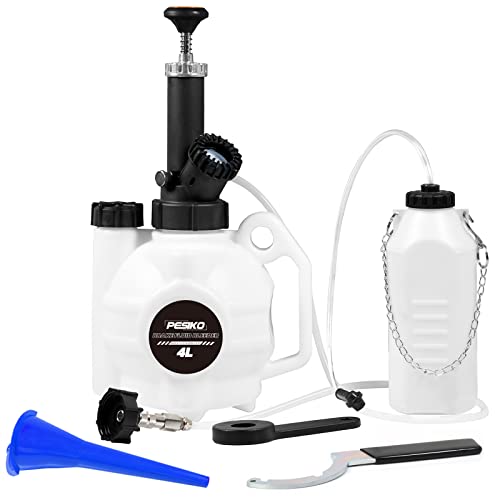 4L Brake Bleeder Kit One Person, Manual Brake Pressure Bleeder | Hand Pump, 0-50Psi Pressure Guage, 1L Brake Bleeder Bottle, For Most European Automotive - size: 4 L Manual Brake Bleeder Kit