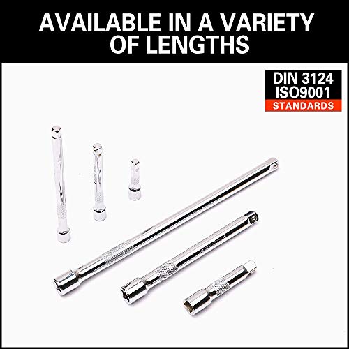 HORUSDY 9-Piece Socket Extension Bar Set, Ratchet Extension Bar Set,1/4", 3/8", and 1/2" Impact Drive Socket, Drive Tool Accessory, CR-V Steel Storage Tray - style: 9-PCS Chrome Extension