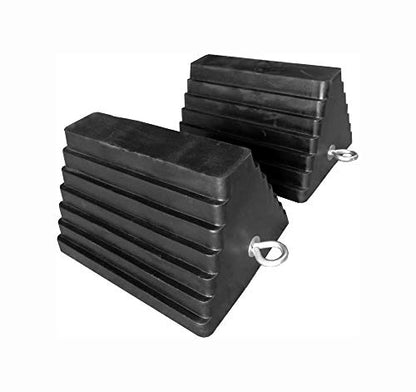 MaxxHaul Rubber Wheel Chock, Large 10" x 8" x 6" Heavy Duty Tire Stop with Non Slip All Weather Grip, Oil Resistant Rubber Block with Steel Eyebolt for Vehicle and Trailer Safety (80681) (Pack of 5) - size: MaxxHaul 80681- 10" x 8" x 6" (Pack of 5)