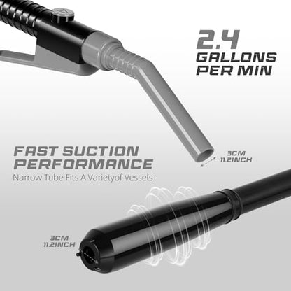 Portable Transfer Pump Battery Operated Electric Siphon Pump for Gas, Fuel, Diesel, Water Transfer 2.4 GPM Flow Oil Extractor, 47 Inches Hose-Easy to Use Hand Fuel Pump, Multi-Use Transfer Pump(Grey) - color: 1 Pack Grey 2
