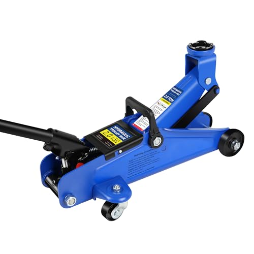 2 Ton (4000 lbs) Capacity Floor Jack Low Profile Garage Hydraulic Trolley Service Lift Floor Jack Combo with Ratchet 3 Ton Jack Stands for SUV, Car and Truck, Blue - color: 2Ton with Jack stands+Wheel chock Blue