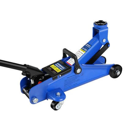 2 Ton (4000 lbs) Capacity Floor Jack Low Profile Garage Hydraulic Trolley Service Lift Floor Jack Combo with Ratchet 3 Ton Jack Stands for SUV, Car and Truck, Blue - color: 2Ton with Jack stands+Wheel chock Blue