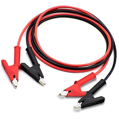 Double Ended Alligator Clip Electrical Test Leads12AWG | Alligator Clip to Alligator Clip Heavy Duty Silicone Jumper 3.28ft/1m Cable for Multimeter, Electrical Test (Y-Y 12AWG 1m X) - size: 3.28ft 12AWG 1 pair