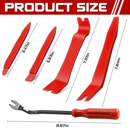 5pcs Auto Trim Removal Tool Set - 5Pcs Car Panel Pry Kit with Metal Fastener Remover. POM Plastic Interior Dashboard Door Molding Repair Tools (5Pcs-RED) - style: 5Pcs-RED