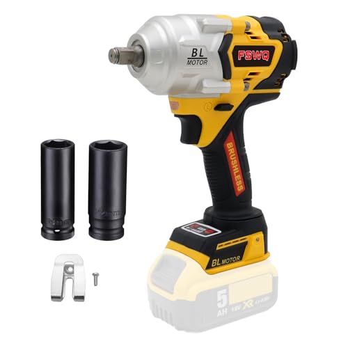 GZWEQI 20V Brushless Impact Wrench, Max Torque 737 ft-lbs (1000N.m), 1/2 inch with 4 Mode Speed, 2400 RPM Cordless Impact Gun, Bare metal only