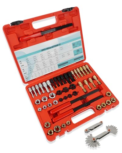 51PCS Thread Restorer Tool, Thread Repair Tool Kit, Thread Files | 22 Taps 24 Dies 3 Thread Files 2 Thread Gauges，Master Thread Rethreading Kit UNC UNF & Metric Thread Chaser Set - size: 51 Thread Repair Set