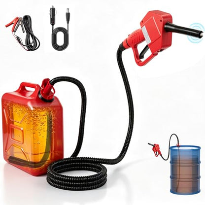 5GPM Fuel Transfer Pump with Auto-Stop & Hand Nozzle, 118'' pumping lift, fit different jug size and depth barrels,no adapters needed,portable gas pump,barrel pump for Gasoline, Diesel, Kerosene - size: 118''-5GPM