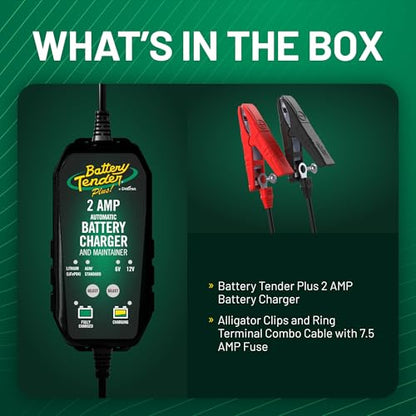 Battery Tender 6V/12V, 2 AMP Lead Acid & Lithium Selectable Battery Charger