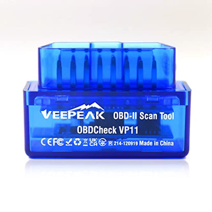 Veepeak Mini Bluetooth OBD2 Scanner Code Reader for Android (NOT for iOS) | Incompatible with iPhone or iPad. Check engine light diagnostics & live data for Android. Supports Torque & Car Scanner App.
