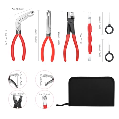 5Pcs Electrical Disconnect Pliers for Cars | Automotive Connector Separator Tool, Hose Clamp Pliers with 8Pcs Terminal Pin Removal Tools, Fuel Line Petrol Clip