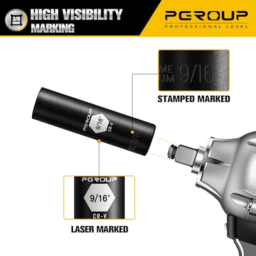 3/8” Drive Deep Impact Socket, SAE(9/16 Inch socket), 6-Point, Cr-V Steel With Black Manganese Phosphate Coating - size: 9/16-inch