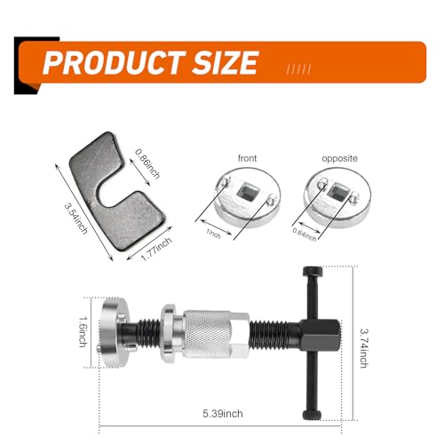 Brake Caliper Compression Tool Set, Car Disc Brake Caliper Piston Rewind Tool, Chrome-Plated Steel Brake Caliper Tool, Universal Rear Brake Pad Replacement Compression Tool