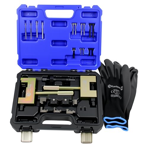 Kuntech Engine Timing Chain Removal Installer Tool Kit Compatible with Mercedes Benz M271 M272 M273 M274 M276, Camshaft Riveting Tool Kit with Carrying Case & Gloves - size: For M271 M272 M273 M274 M276