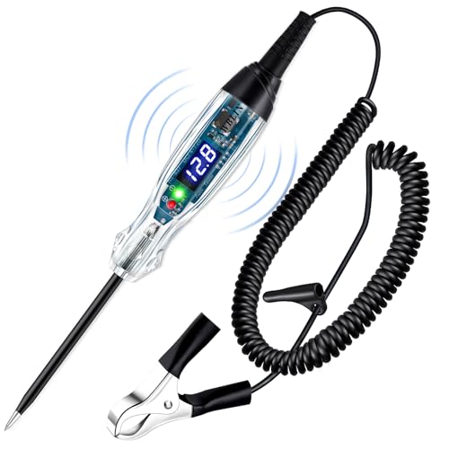 AWBLIN Upgraded Automotive Buzzer Test Light 4-72V DC Digital LED Circuit Tester, Heavy Duty Light Tester with Voltmeter, Auto Bidirectional Voltage Tester Electric Test Pen