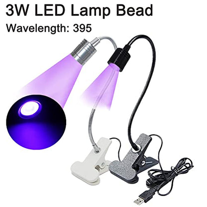 USB UV LED Nail Lamp,3W 5V Gel Nail Polish UV Light,UV Glue Curing Lamp with Gooseneck & Clamp Fixtures for UV Gel Nails,Portable Nail Dryer for Gel Polish Nail Art Tools Silver - color: Ww Silver