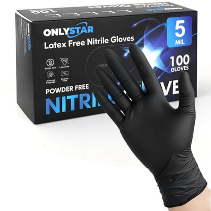 Food Grade 5 Mil Disposable Nitrile Gloves Medium, 100Pcs | Durable, Latex/ Powder Free, Textured, for Cooking, Mixing Sourdough, Cutting Hot Peppers, Gardening, Cleanning - color: Black(100 Pcs), size: Medium