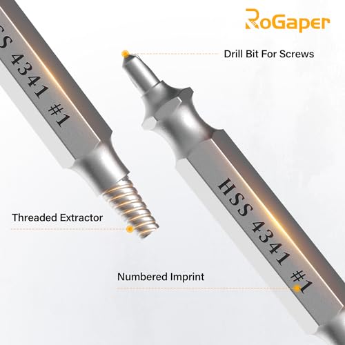 Damaged Screw Extractor Set, Remover for Stripped Screws Nuts & Bolts, Drill Bit Tools for Easy Removal of Rusty & Broken Hardware, Superb Gift for Men Broken Bolt Extractor Screw Remover Set - style: Screw Extractor 5PCS