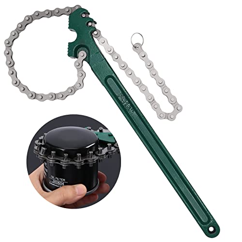 Jeemiter Heavy Duty Ratcheting Chain Wrench, 16 Inches Automotive Oil Fuel Filter Chain Wrench fits 1.5" to 8" Diameter Pliers Adjustable Removal Remover Tool - size: 16 Inch