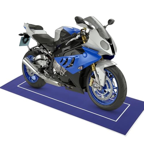 Drydiet Motorcycle Mat Garage Floor Rug Washable Parking Mats for Garage Floors Non Slip Oil Absorbent Pad Rubber Backing Layer Protects Floor(Blue,78 x 31 Inch) - color: Blue, size: 78 X 31 Inch