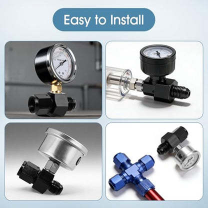 Gauge Port Fuel Pressure Take off Fitting Adapter Aluminumwith 6AN Male with 1/8 NPT Gauge Port Hose Adapters Aluminum Black (AN6-AN6-M-1/8) - size: AN6-AN6-M-1/8