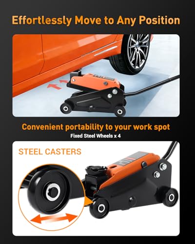 Nilight Floor Jack 2 Ton, Heavy Duty Steel Hydraulic Trolley Car Jack, Portable Emergency Service Jack for Roadside Repair, Lifting Range 5.5" to 15.2"