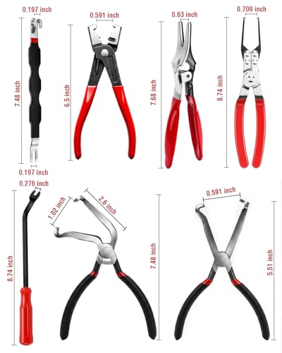10-Piece Electrical Disconnect Pliers Kit for Cars | Carbon Steel, Non-slip, 60° & 90° Heads. Safely Releases Maf, Injectors, Relays, Hoses, Harnesses. Fits Cars/Trucks