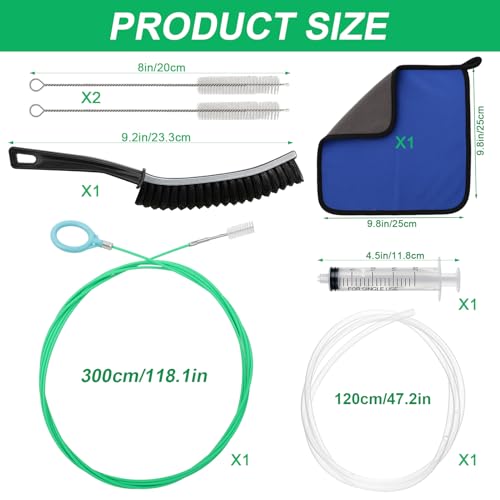 XANGNIER Car Sunroof Drain Cleaning Tool Kit,7 Pcs | 118in Extra Long Flexible Auto Sun Roof Drain Hole Unclogger Cleaner Tool with Tube Cleaner Brush Syringe Hose Cleaning Set - color: Multicolor1