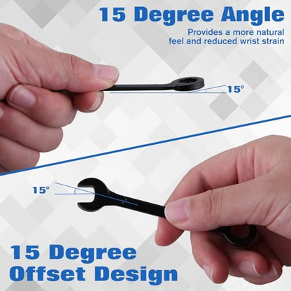 10PCS Mini Wrench Set Standard Metric 4mm-11mm | Black Electrophoretic Coating, Portable Pouch and Key Rings, Ignition Wrenches Open End and Box End Combination Wrench Set - size: Metric