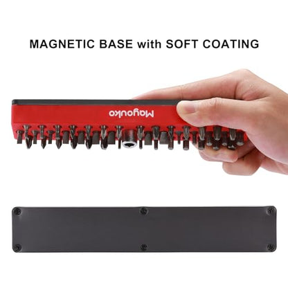 Mayouko 6PCS 1/4" Magnetic Hex Bit Holder Rack Organizer, 258 Holes, 1/4-Inch Drill Bit Holder, 6 Racks, Magnetic Bit Holder with Magnet Base for Screwdriver Bits - color: Red-2packs,blue-2packs,orange,green