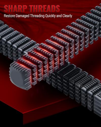 Reywoo 3-Pc Heat-Treated Thread Restorer File Set, Metric SAE UNC UNF | 40Cr Steel, Black Oxide; Restores External Threads; For Bolts, Studs; Removable Handle, Protective Caps; 3 Files, Auto Repair - size: 3 PC in UNC UNF Metric Sizes