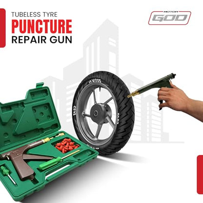 MotorGod 35-Piece Tubeless Tire Repair Kit – Mushroom Plug Gun Tool with 30 Plugs & Hard Case – Heavy Duty Flat Tire Puncture Repair for Car, Truck, SUV, Motorcycle, ATV, UTV, RV, Trailer & Tractor
