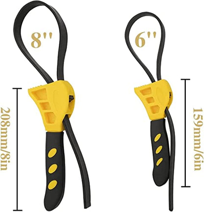 Oil Filter Wrench Set, Strap Wrench Set Universal Rubber Strap Wrench Pipe Wrench, Rubber Strap Wrenches Used by Mechanics, Plumbers, Jar Opener