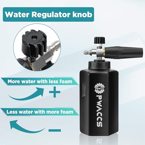 PWACCS Pressure Washer Foam Gun with Dual Connector Accessory, Short Power Washer Gun Foam Cannon and Double Tip Attachment Car Wash Kit, 1/4" Quick Connector, M22 Male Inlet, 4000 PSI, 1.5 Liter - size: 1.5 L