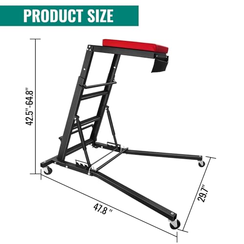 400lbs Top Automotive Creeper for Mechanics, Adjustable Height Engine Creeper 42.5"-64.8" with 4 Swivel Caster Wheels and Padded Deck, Foldable Car Creeper for Home Garage Workshop