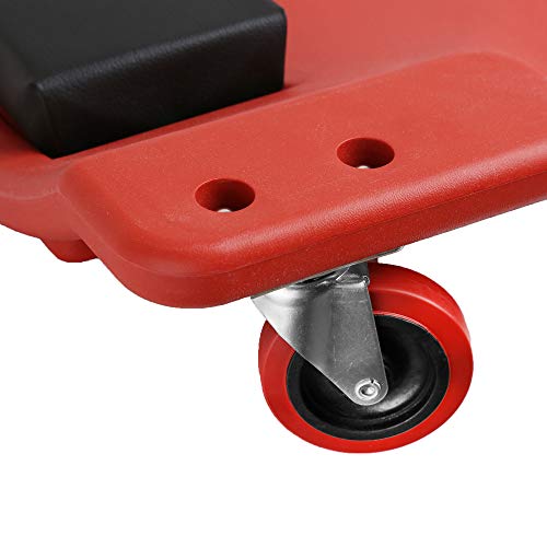 WINTOOLS Low Profile Red 40 Inch Creeper Garage Plastic Rolling Car Repair Mechanic Cart