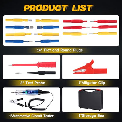 AWBLIN Test Light Probe Kit, 3-72V DC LED Digital Automotive Circuit Tester | with Voltmeter, 18 Pieces Multi Function Auto Fuse Voltage Tester Electric Probe Test Kit