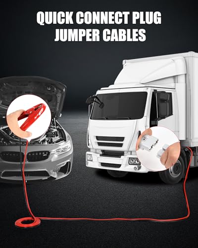 NOONE Heavy Duty Jumper Cables for Diesel Trucks - 1 Gauge 25 Feet extra long Booster Battery Cables with Permanent Installation kit and Quick Connect Plug for Car, SUV - size: 1 Gauge - 25 Feet
