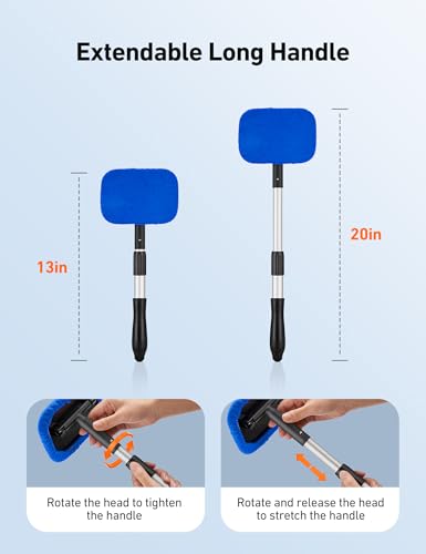 AstroAI Windshield Cleaner, Microfiber Window Cleaner with 4 Reusable Washable Large Sponge Pads, Extendable 180° Rotating Handle, Fits Cars & SUVs, Includes Spray Bottle, Blue - color: Blue