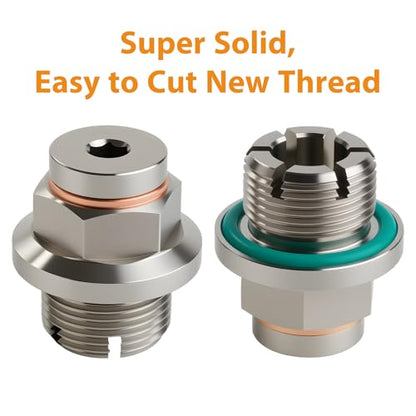 M22.1-1.5 x 15mm Oversize Piggyback Oil Drain Plug, Stainless Steel Self Tapping Oil Pan Thread Repair Kit - size: M22.1-1.5 x 15mm