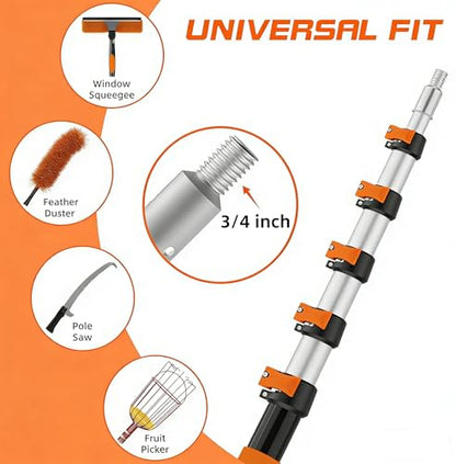 26FT Window Cleaning Kit, 2-in-1 Squeegee with 5-20FT Telescoping Pole & Flip-Lock & Screw Dual Locking, Professional Long Handle Washing Tool for High Windows - size: 5-20FT